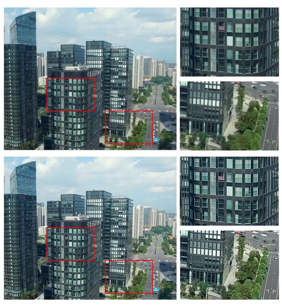 图11. 《前任4》画面超分前后画质对比，上图为超分前，下图为超分后
