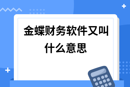 金蝶财务软件又叫什么意思