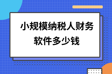 小规模纳税人财务软件多少钱