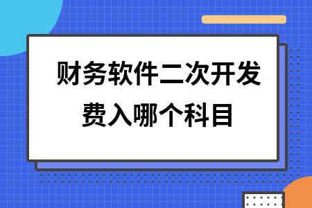 财务软件二次开发费入哪个科目