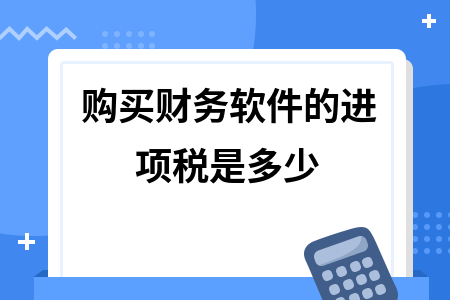 购买财务软件的进项税是多少