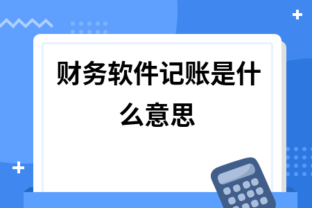 财务软件记账是什么意思