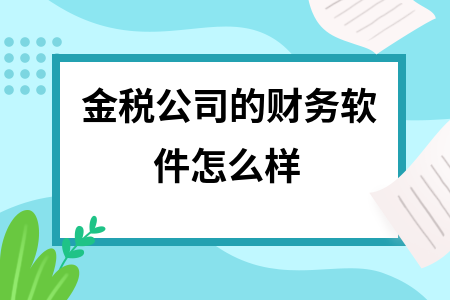 金税公司的财务软件怎么样