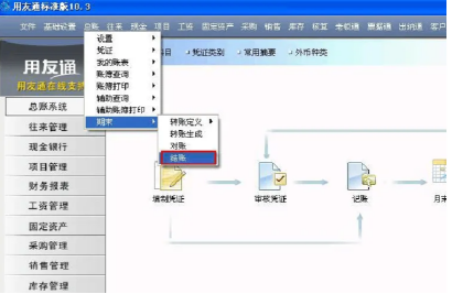 用友财务软件月末结账流程