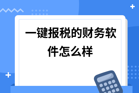 一键报税的财务软件怎么样