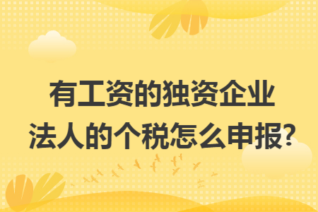 有工资的独资企业法人的个税怎么申报?
