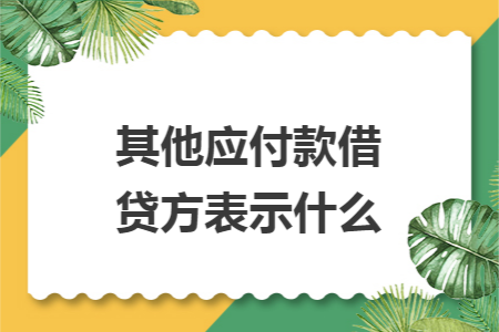 其他应付款借贷方表示什么