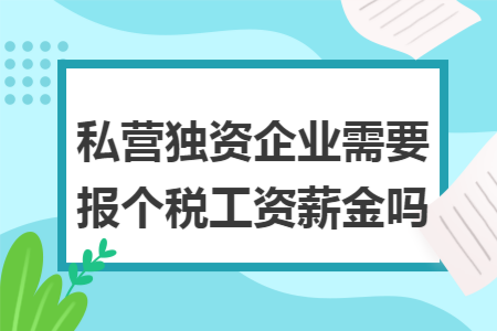 私营独资企业需要报个税工资薪金吗 私营独资企业需要报个税工资薪金吗