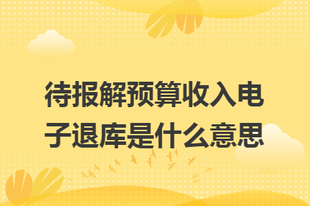 待报解预算收入电子退库是什么意思 待报解预算收入电子退库是什么意思