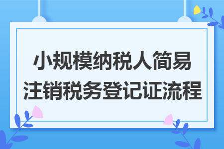 小规模纳税人简易注销税务登记证流程