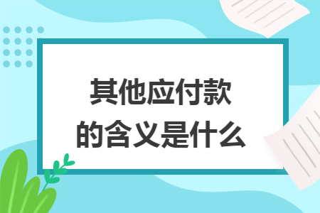 其他应付款的含义是什么