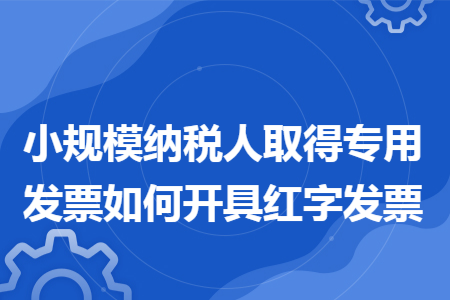 小规模纳税人取得专用发票如何开具红字发票