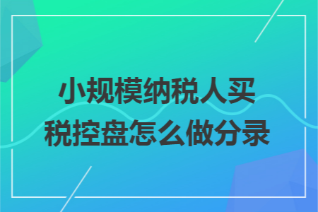 小规模纳税人买税控盘怎么做分录