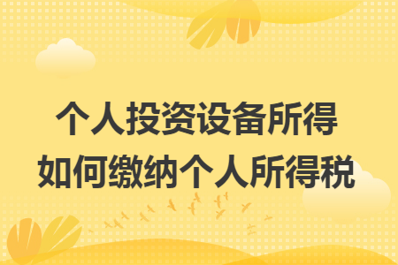个人投资设备所得如何缴纳个人所得税