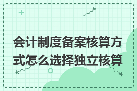 会计制度备案核算方式怎么选择独立核算