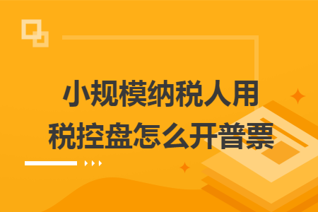 小规模纳税人用税控盘怎么开普票