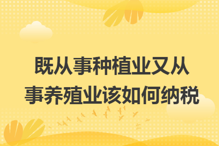 既从事种植业又从事养殖业该如何纳税 既从事种植业又从事养殖业该如何纳税