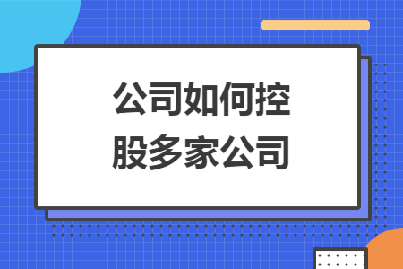 公司如何控股多家公司