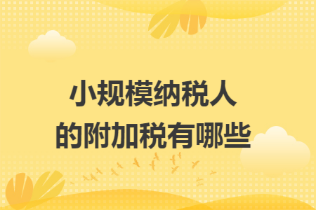 小规模纳税人的附加税有哪些 小规模纳税人的附加税有哪些
