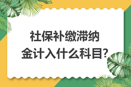 社保补缴滞纳金计入什么科目?