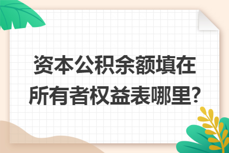 资本公积余额填在所有者权益表哪里?