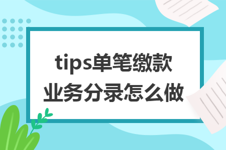 tips单笔缴款业务分录怎么做