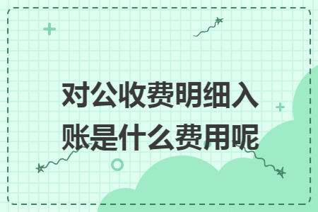 对公收费明细 入账是什么费用 对公收费明细 入账是什么费用