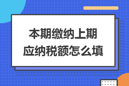 本期缴纳上期应纳税额怎么填 本期缴纳上期应纳税额怎么填