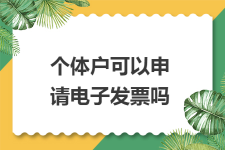 个体户可以申请电子发票吗 个体户可以申请电子发票吗