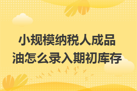 小规模纳税人成品油怎么录入期初库存