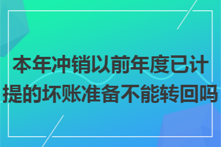 本年冲销以前年度已计提的坏账准备不能转回吗