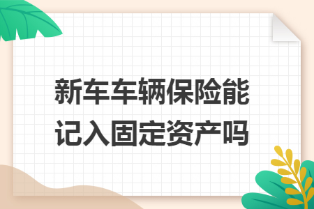 新车车辆保险能记入固定资产吗 新车车辆保险能记入固定资产吗