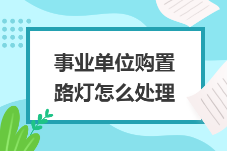事业单位购置路灯怎么处理 事业单位购置路灯怎么处理