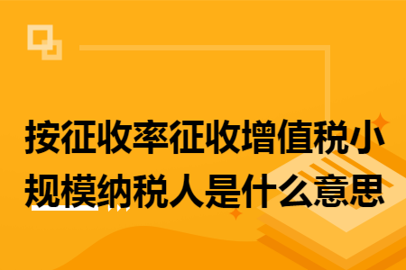 按征收率征收增值税小规模纳税人是什么意思 按征收率征收增值税小规模纳税人是什么意思