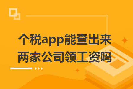 个税app能查出来在两家公司领工资吗