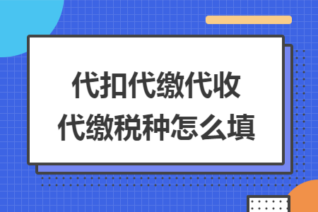 代扣代缴代收代缴税种怎么填