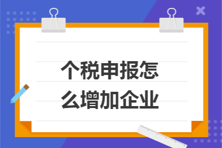 个税申报怎么增加企业