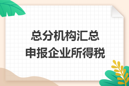 总分机构汇总申报企业所得税