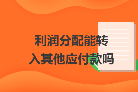 利润分配能转入其他应付款吗