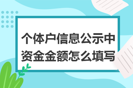 个体户信息公示中资金金额怎么填写