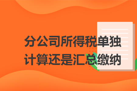 分公司所得税单独计算还是汇总缴纳