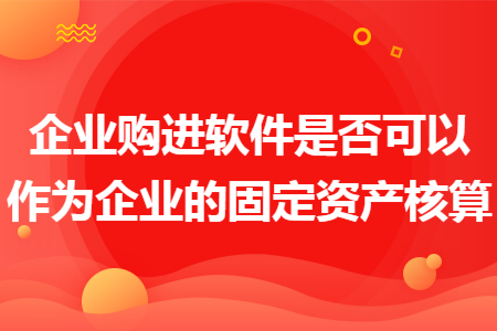 企业购进软件是否可以作为企业的固定资产核算