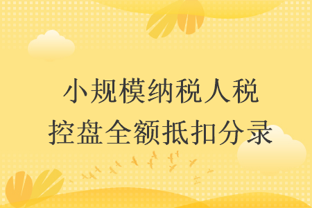 小规模纳税人税控盘全额抵扣分录