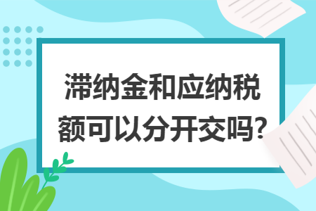 滞纳金和应纳税额可以分开交吗? 滞纳金和应纳税额可以分开交吗?