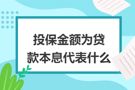 投保金额为贷款本息代表什么