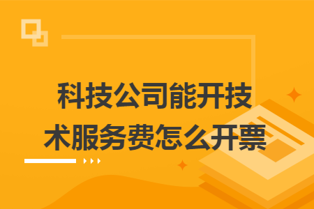 科技公司能开技术服务费怎么开票