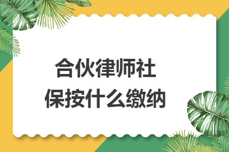 合伙律师社保按什么缴纳 合伙律师社保按什么缴纳