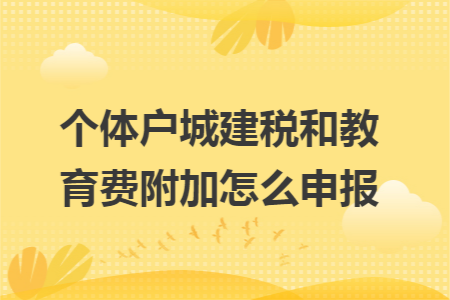 个体户城建税和教育费附加怎么申报