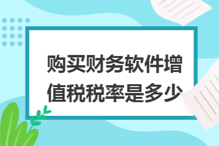 购买财务软件增值税税率是多少