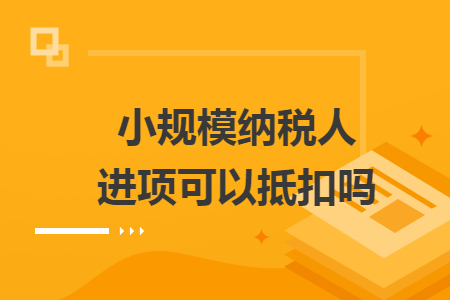 小规模纳税人进项可以抵扣吗